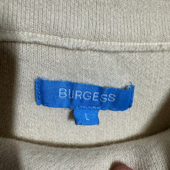 Burgess Minimal Cashmere Lauren Sweater Women L Cream High Neck Cotton Tunic - Picture 7 of 8